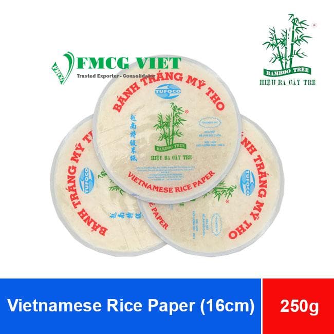 Bamboo Tree Hieu Ba Cay Tre Vietnamese Rice Paper (size 16cm) 250g x 60 Bags (Bánh Tráng Tròn Hiệu Ba Cây Tre) wholesale product