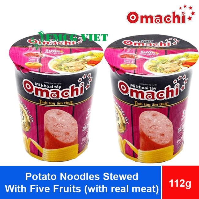 Omachi Potato Noodles Stewed With Five Fruits (with real meat) 112g x24 Cups wholesale product