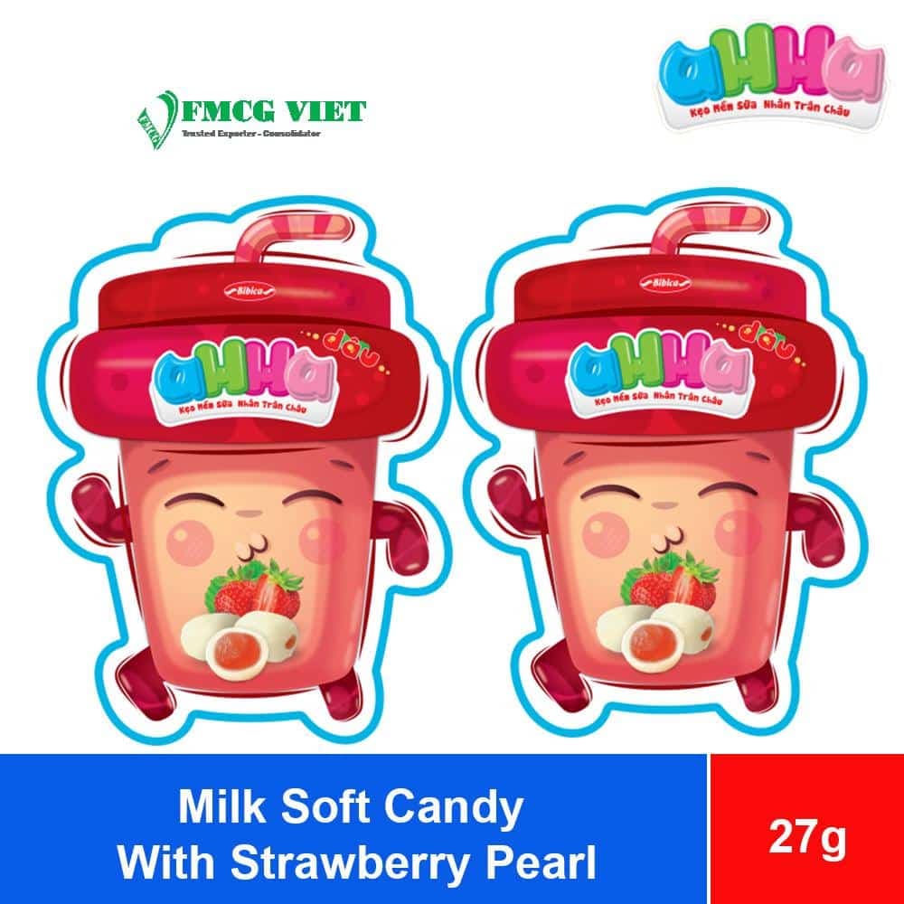 Bibica Ahha Milk Soft Candy With Strawberry Pearl 27g x 160 Bags wholesale product