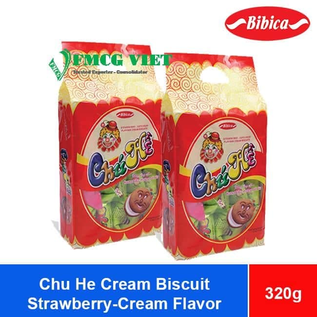 Bibica Chu He Cream Biscuit Strawberry Flavor 320g x 15 Bags wholesale product