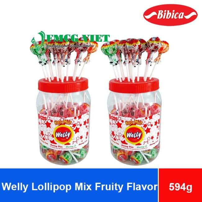 Bibica Welly Mix Fruity Flavor Lollipop Candy 594g x 12 Jars wholesale product