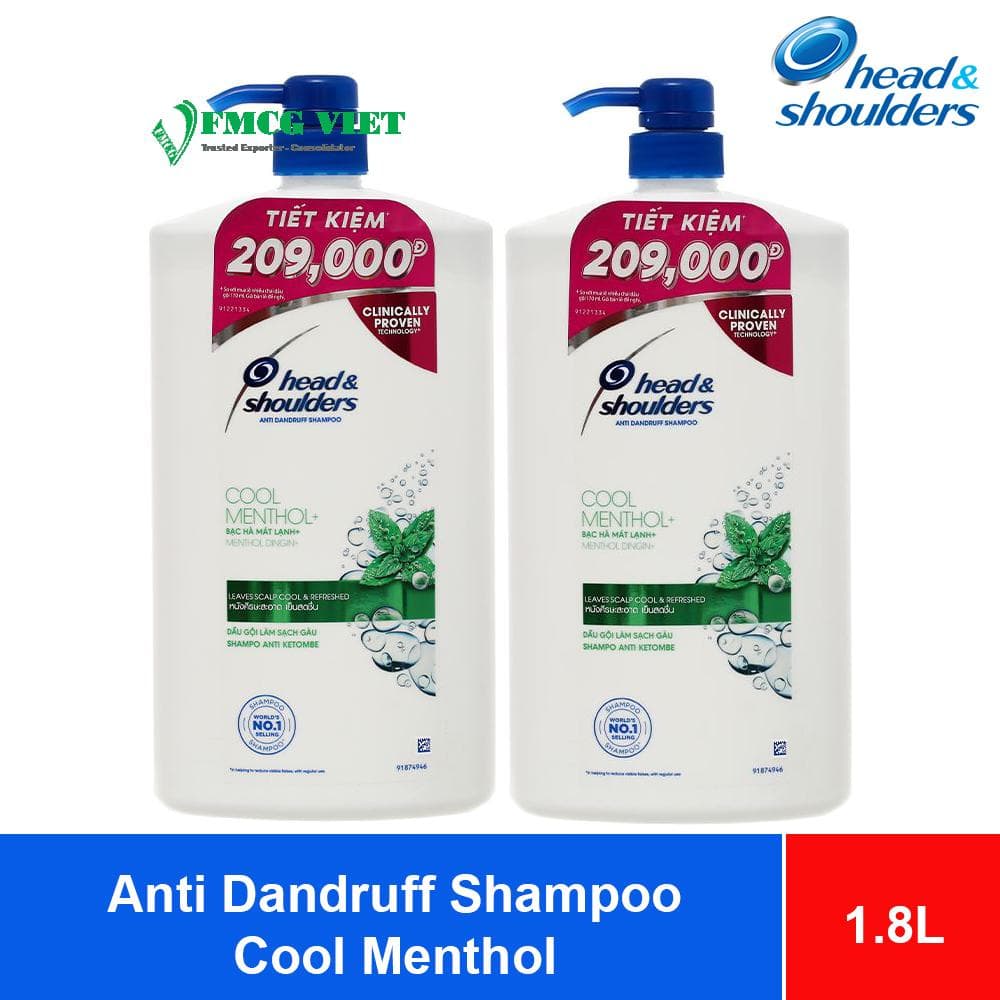 Head & Shoulders Anti Dandruff Shampoo Cool Menthol 1.8L x 6 Bottles wholesale product