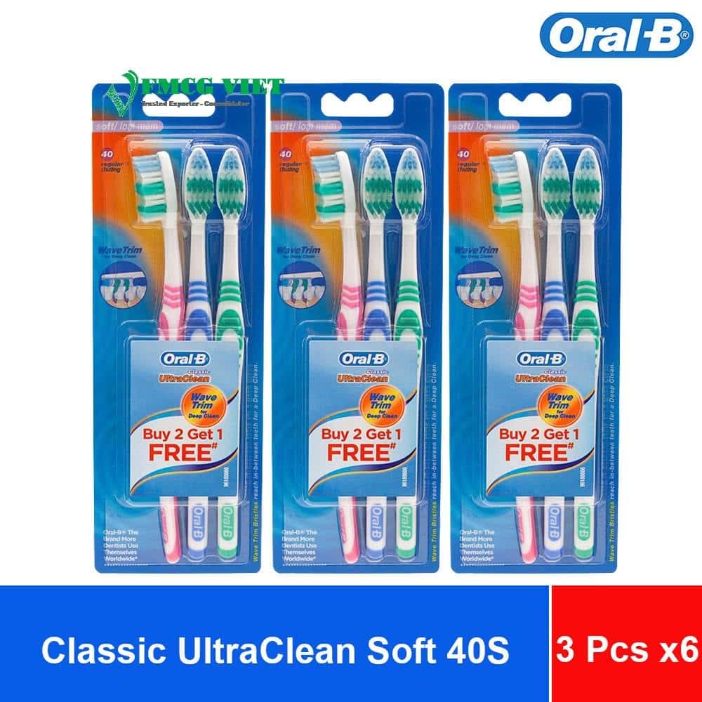 Oral-B Toothbrush Classic UltraClean Soft 40S – Pack of 3 x6 Sheets x16 wholesale product