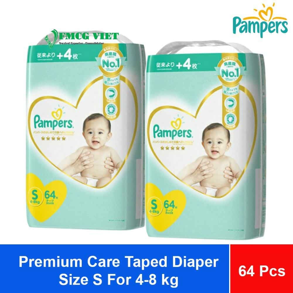 Pampers Premium Care Taped Diaper Size S64 For 4-8 kg x3 Bags wholesale product