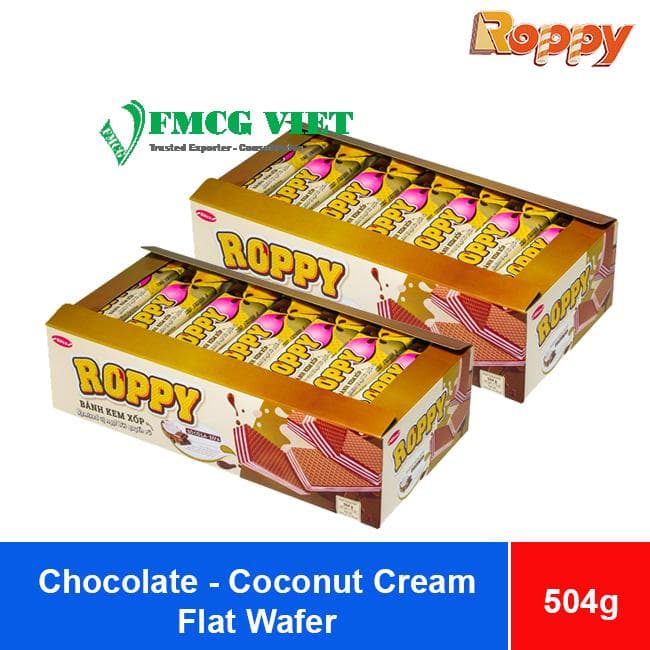 Bibica Roppy Chocolate Coconut Cream Flavor Flat Wafer 504g x 10 Boxes wholesale product