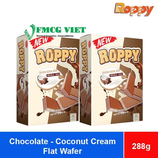 Bibica Roppy Chocolate Coconut Cream Flavor Flat Wafer 288g x 10 Boxes wholesale product
