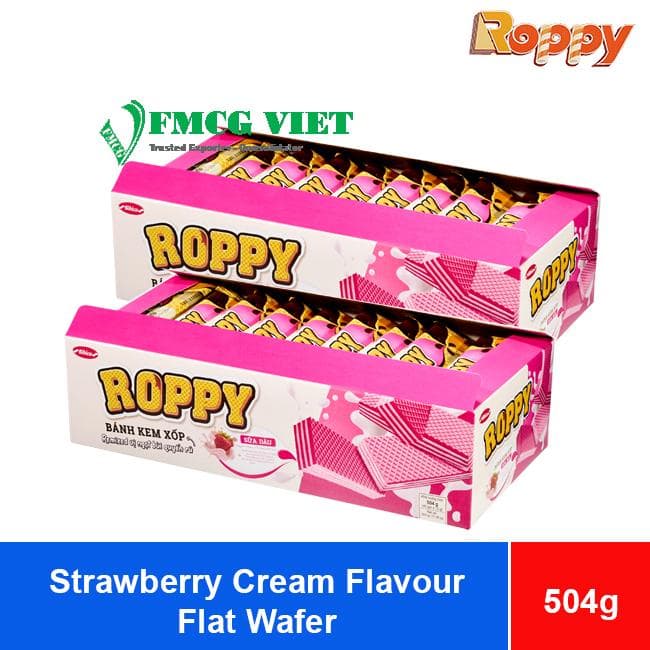 Bibica Roppy Strawberry Cream Flavor Flat Wafer 504g x 10 Boxes wholesale product