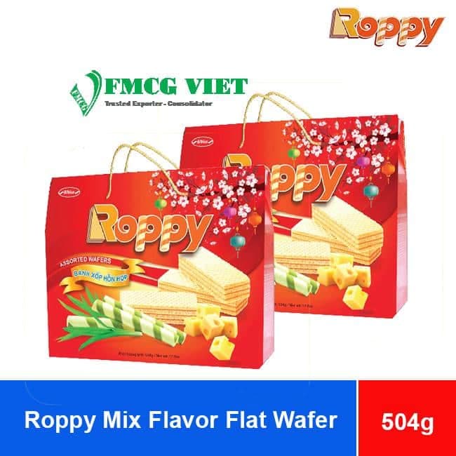 Bibica Roppy Mix Strawberry And Pandan Flavor Wafer 504g x 10 Bags wholesale product