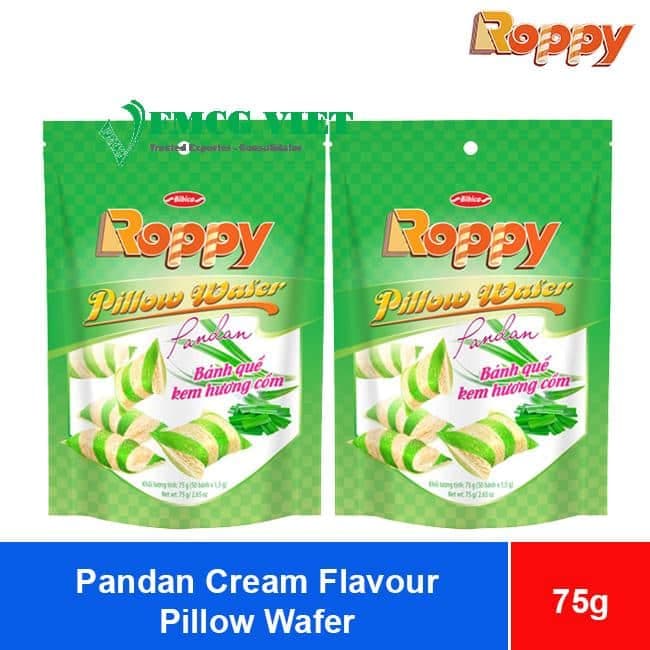Bibica Roppy Pandan Cream Flavor Pillow Wafer 75g x 40 Bags wholesale product