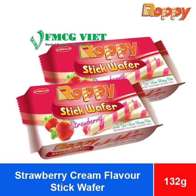 Bibica Roppy Strawberry Cream Flavor Stick Wafer 132g x 40 Bags wholesale product