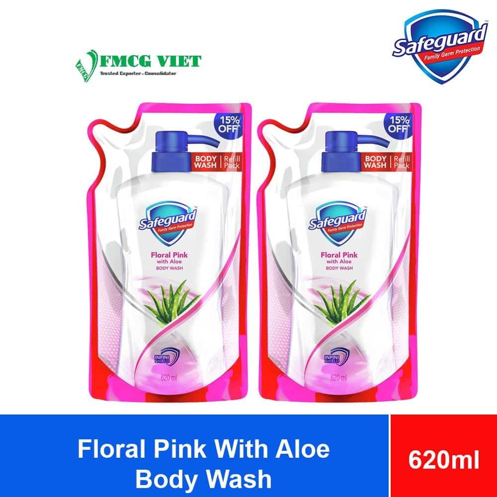 Safeguard Body Wash Floral Pink With Aloe 620ml x 6 Pouches wholesale product