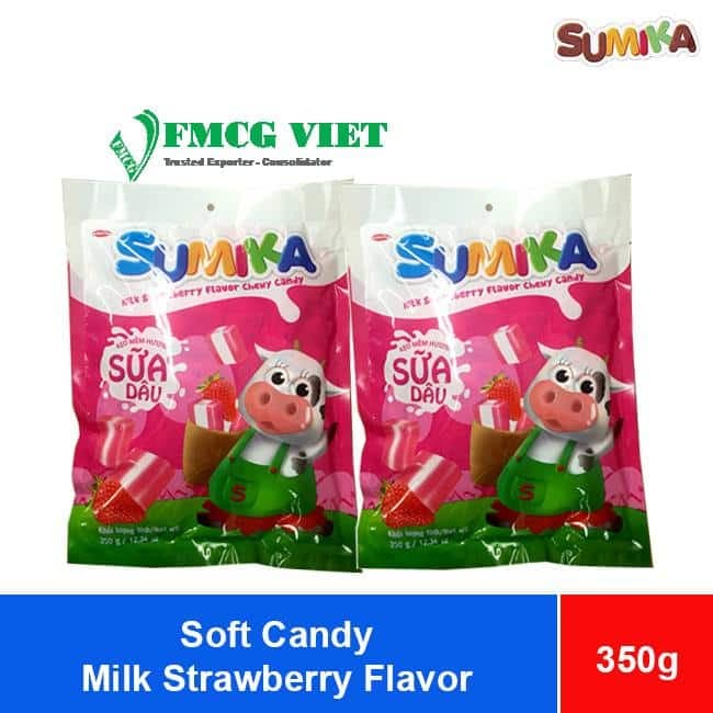 Bibica Sumika Soft Candy Milk Strawberry Flavor 350g x 30 Bags wholesale product