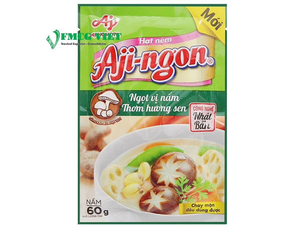 Aji Ngon Mushroom & Lotus Seed Seasoning Powder 60g x 100 Bags (Hạt nêm Aji Ngon Nấm và Hạt Sen) wholesale product