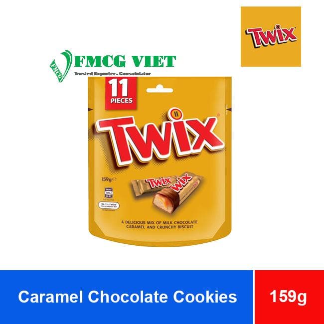 TWIX CARAMEL CHOCOLATE CRUNCHY BISCUIT 12 bags x 159g wholesale product