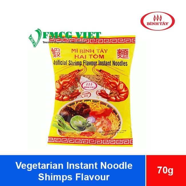 Vegetarian Instant Noodles Shimps Flavour Binh Tay Food 70g – Mì Chay Hai Tôm Bình Tây wholesale product