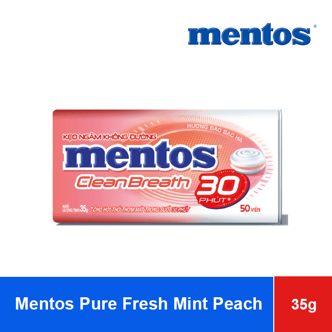Mentos Pure Fresh Mint Peach 35g x 6 Tins x 12 Boxes wholesale product