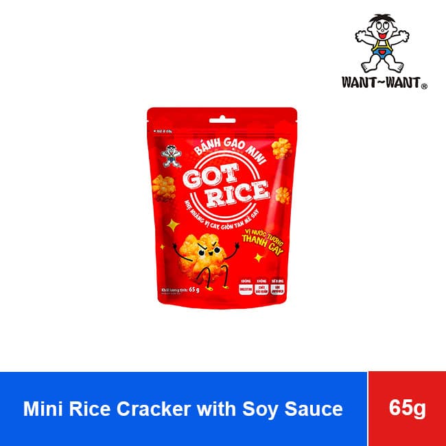 Want Want Mini Rice Cracker with Soy Sauce Flavor, Spicy and Refreshing 65g x 24 Bags wholesale product