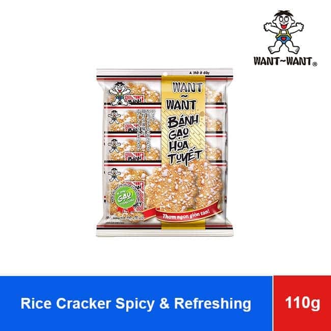 Want Want Snow Flower Rice Cracker with Soy Sauce Flavor, Spicy and Refreshing 110g wholesale product